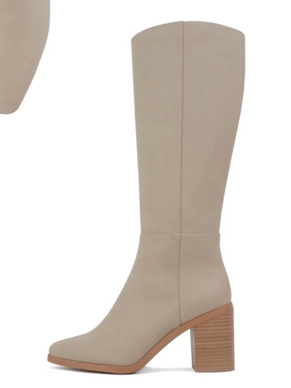 Soda Taupe Knee-High Block Heel Boots